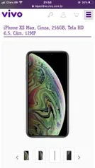 [Vivo Pós 20 Gb] iPhone XS Max, Cinza, 256GB, Tela HD 6,5, Câm. 12MP R$ 4699