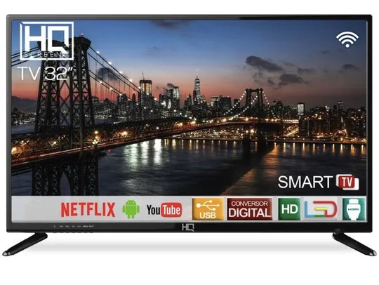 Smart TV LED 32" HD HQ HQSTV32NP Netflix Youtube 2 HDMI 2 USB Wi-Fi | R$880
