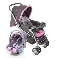 Carrinho de Bebê Cosco Travel System Reverse - Rosa/Cinza | R$295