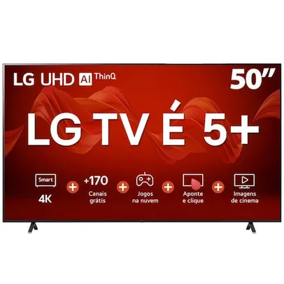 Smart TV 50" LG 4K UHD ThinQ AI 50UR8750PSA HDR, Bluetooth, Alexa, Airplay 2, 3 HDMIs