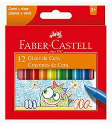 Giz de Cera Faber-Castell 141012N - 12 Cores | R$2,54 - Frete grátis - PRIME