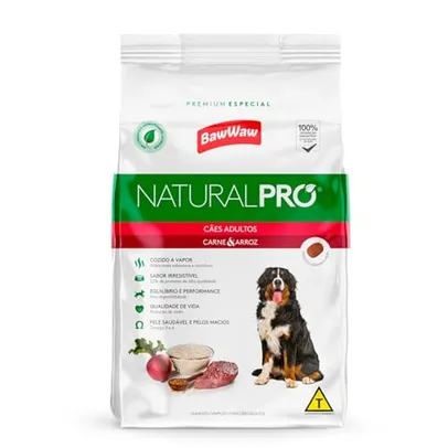 Ração Baw Waw Natural Pro para cães adultos sabor Carne e Arroz - 10,1kg