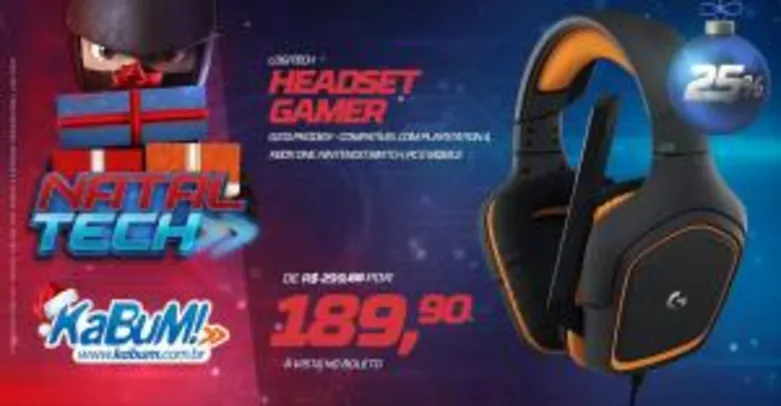 Headset Logitech G231 Prodigy | R$ 179,90 | KABUM