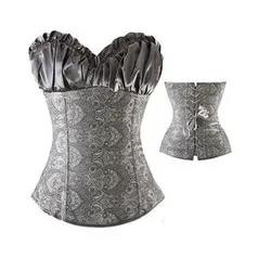 [AME R$ 152] Corset Afinador De Cintura Com 12 Barbatanas Prata Tam 42 R$ 180