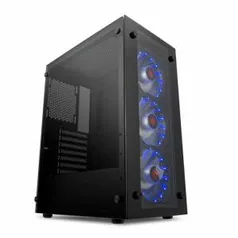 Gabinete Gamer Pichau Magpie III Lateral/Frontal Vidro Led Azul, PGMA-03-BLUE