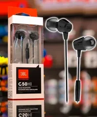 Fone de Ouvido Intra Auricular JBL C50HI In-Ear, com Microfone, Preto - JBLC50HIBLK