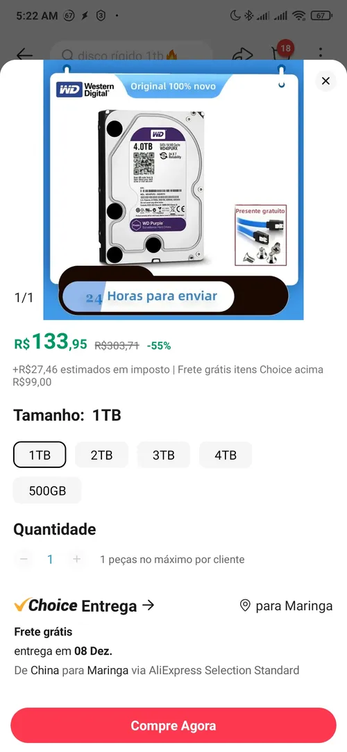 Imagem na descrição da promoção