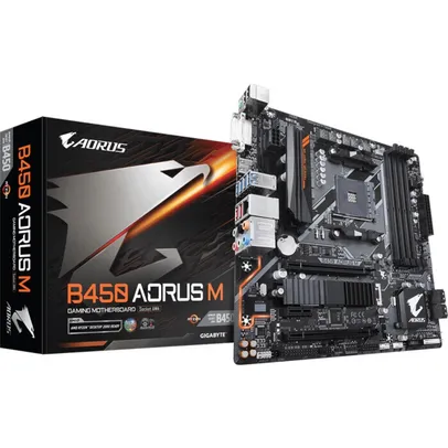 Placa Mãe Gigabyte B450 AORUS M, Chipset B450, AMD AM4, mATX, DDR4