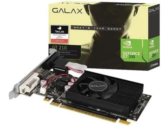 (C.Ouro+CC 4%) Placa de Vídeo Galax NVIDIA GeForce GT210 - 1GB DDR3 64 bits | R$208
