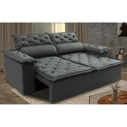 Sofá 3 Lugares Retrátil e Reclinável Cama inBox Compact 1,80m Velusoft Cinza