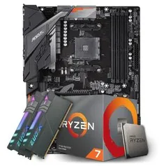 Placa Mãe Gigabyte B450 Aorus Elite DDR4 AM4 + Processador AMD Ryzen 7 2700 3.2GHz + Memória DDR4 16GB (2X8GB) 3200MHz