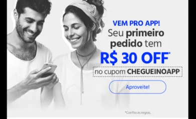 R$30 de desconto na primeira compra com o cupom no Submarino