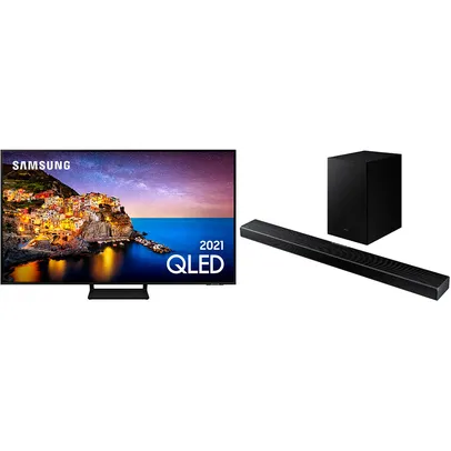 Smart Tv 55" Qled 4k 55q70a, Modo Game, Processador Ia, Som Em Movimento Virtual + Soundbar Samsung HWQ600A