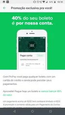 [PicPay Usuários Selecionados] 40% DE volta pagamentos boleto