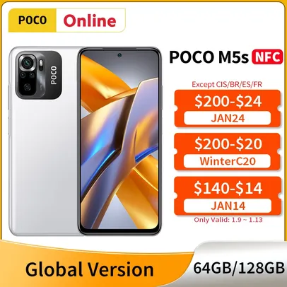 Smartphone POCO M5s Helio G95 Octa Core 64MP Quad Camera NFC 6.43" MOLED 