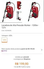 Lavadora de Alta Pressão Worker - 1200w - 127v