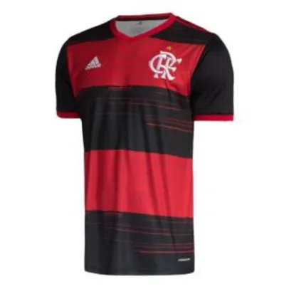 Camisa Flamengo I 20/21 s/n° Torcedor Adidas Masculina - Preto e Vermelho | R$180