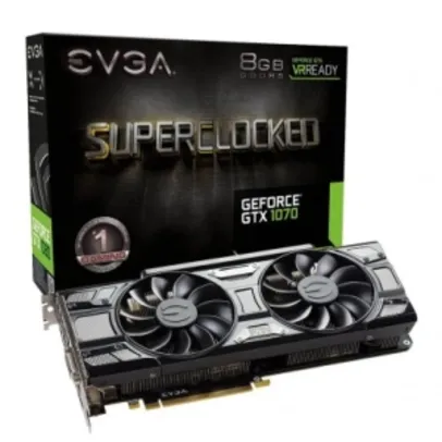 Placa de Vídeo EVGA GeForce GTX 1070 SC Gaming 8GB 08G-P4-5173-KR por R$ 1836