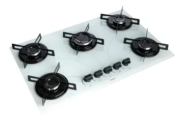 Fogão Cooktop Gás 5 Bocas Moob Ultra Chama  Branco Bivolt