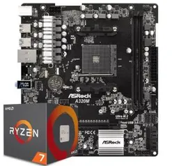 PICHAU KIT UPGRADE, RYZEN 7 2700, ASROCK A320M-HD - R$1319