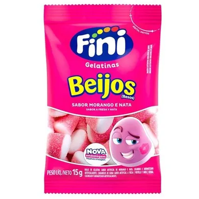 (Levando 5 unidades, R$1,00 cada) Mini Gelatina Beijos de Morango 15g Fini