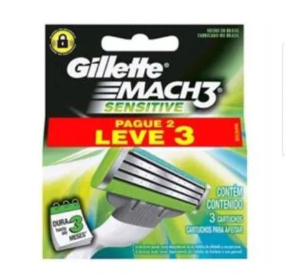 [6 unidades] Carga Gillete Mach 3 Sensitive L3P2 - R$16