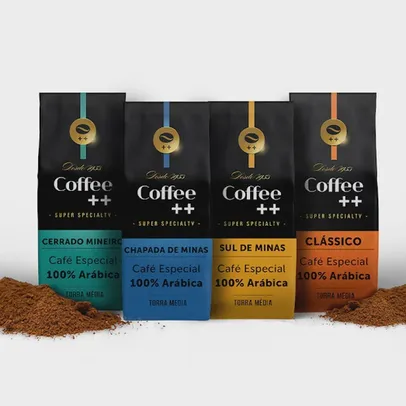 Kit Café Moído Especial 100% Arábica Coffee Mais Clássico e Fazendas - 4 Pacotes x 250g