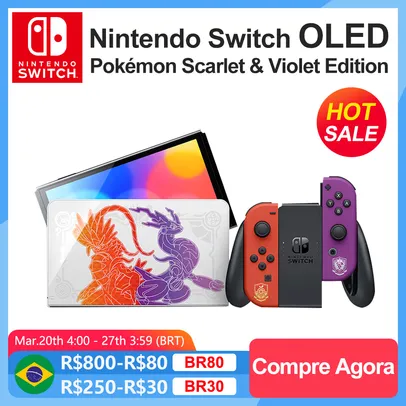 Nintendo Switch Oled Edição limitada Pokemon Scarlet And Violet 64GB