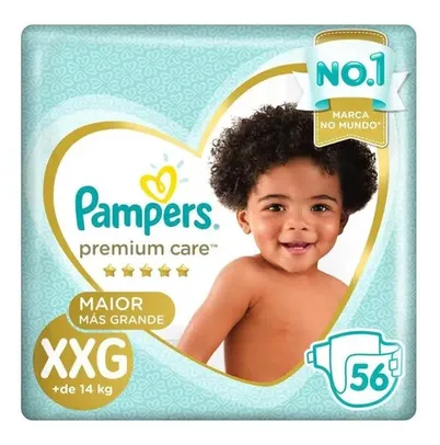 Fralda Pampers Premium Care Jumbo Tamanho Xxg 56 Unidades | R$ 59