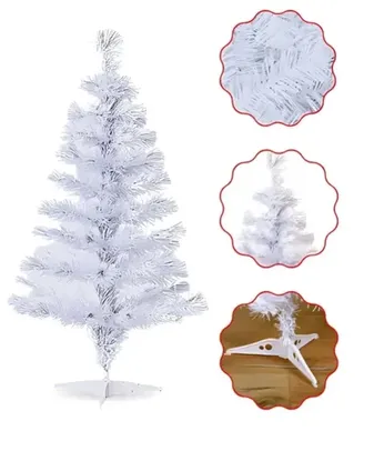 Árvore Natal Para Mesa Decoração Cor Branca 50 Galhos 60cm