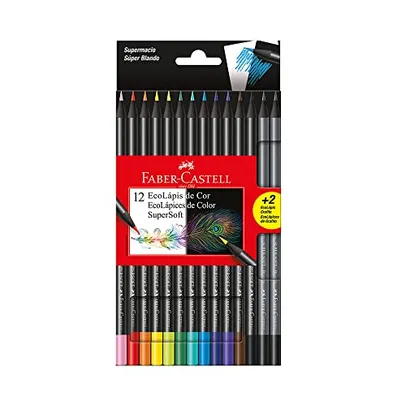 Lápis de Cor, Faber-Castell, EcoLápis Supersoft, 120712SOFT+2, 12 Cores + 2 Grafite