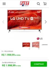 Smart TV 4K LG LED 50”, Ultra Surround Sound, TV WebOS 4.5, Upscaler 4K, HDR Ativo e Wi-Fi - 50UM7500PSB