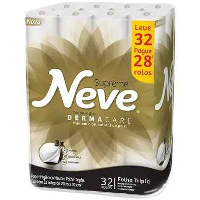 Papel Higiênico Neve Folha Tripla Neve Supreme Neutro - 32 Rolos