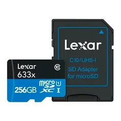 Cartao de Memoria Lexar Blue Series, 256GB, A1,V30,U3, MicroSDXC UHS-I + Adaptador, LSDMI256BBNL633A