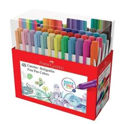 Caneta Ponta Fina, Faber-Castell, Fine Pen Colors, 48 Cores | R$140