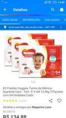 Kit Fraldas Huggies Turma da Mônica Supreme Care (Tam G) R$135