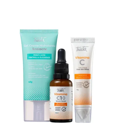 Kit tracta rosto perfeito - vitamina C, Hidratante facial e olhos