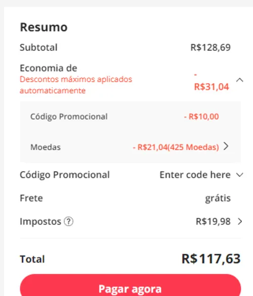 Imagem na descrição da promoção