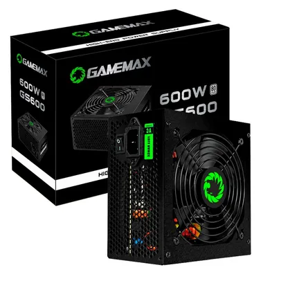 Fonte Gamemax, 600W, 80 Plus White, PFC Ativo 