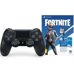 Controle Sony Dualshock 4 PS4, Sem Fio, Preto + Voucher Fortnite