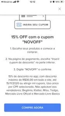 [Usuários Selecionados] 15% off no Mercado Livre