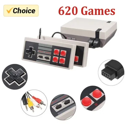 [Taxa Inclusa/ContaNova R$11] Video Game Retrô com 620 Jogos, saída AV, 2 Controles