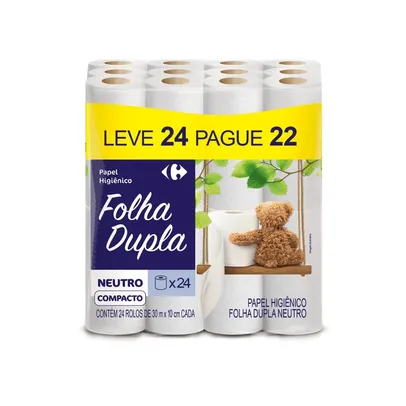 Papel Higiênico Folha Dupla Carrefour Leve 24 Pague 22