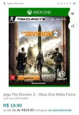 [Mídia física] The Division 2 XBox One | R$20