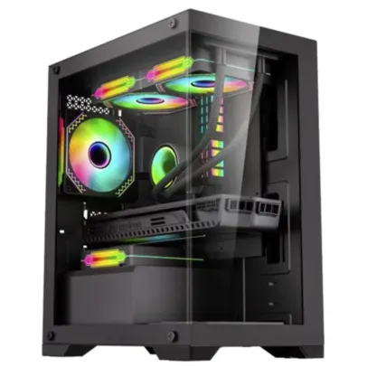 Gabinete Gamer K-MEX Poseidon CG-12H5, Mid Tower, Vidro Temperado, Micro-ATX, Black, Sem Fonte, Sem Fan, CG12H5RH0010B0X