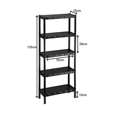 Estante Preta com 5 Prateleiras agraplast