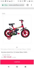 Bicicleta Infantil Aro 12 Verden Jack - Vermelha e Preta com Rodinhas - R$112