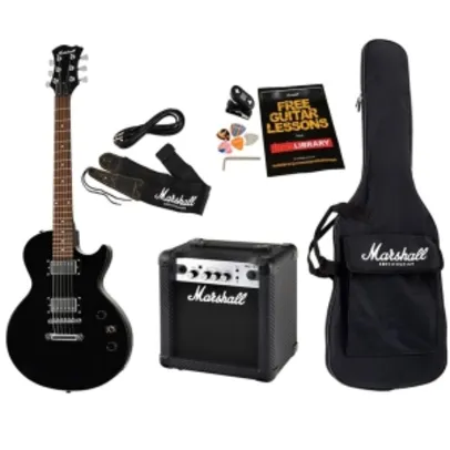 Kit de Guitarra Marshall Completo - Guitarra + Amp MG10CF + Acessórios - MGAP-B por R$1172
