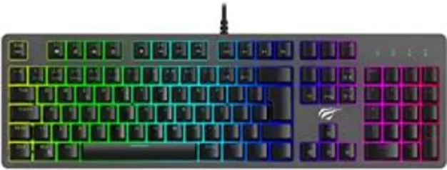 Teclado Mecânico LED RGB, Havit, KB492L, Abnt2, Switch Outemu Brown, Teclas Double Shot, Anti-Ghosting