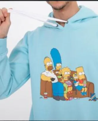 Blusão em Moletom Estampa Familia Simpsons Azul | R$50